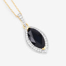 2.27 Carat Genuine Blue Sapphire and White Diamond 10K Yellow Gold Pendant