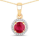 0.62 Carat Genuine Ruby and White Diamond 14K Yellow Gold Pendant