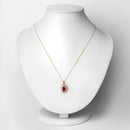 1.55 Carat Genuine Ruby and White Diamond 14K Yellow Gold Pendant