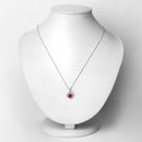 1.48 Carat Genuine Ruby and White Diamond 14K White Gold Pendant