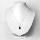 3.38 Carat Genuine Blue Sapphire and White Diamond 14K White Gold Pendant
