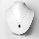 6.58 Carat Genuine Blue Sapphire and White Diamond 14K White Gold Pendant