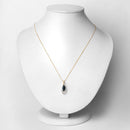 1.42 Carat Genuine Blue Sapphire and White Diamond 14K Yellow Gold Pendant