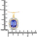 3.07 Carat Genuine Tanzanite and White Diamond 14K Yellow Gold Pendant