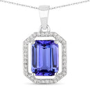 2.58 Carat Genuine Tanzanite and White Diamond 14K White Gold Pendant