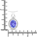 3.05 Carat Genuine Tanzanite and White Diamond 14K White Gold Pendant