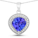 2.58 Carat Genuine Tanzanite and White Diamond 14K White Gold Pendant