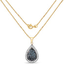 14K Yellow Gold Plated 0.81 Carat Genuine Blue Diamond and White Diamond .925 Sterling Silver Pendant