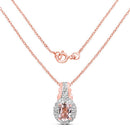 14K Rose Gold Plated 0.73 Carat Genuine Morganite & White Topaz .925 Sterling Silver Pendant