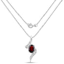 2.02 Carat Genuine Garnet and White Diamond .925 Sterling Silver Pendant