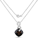 12.36 Carat Genuine Smoky Quartz and White Topaz .925 Sterling Silver Pendant