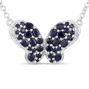 3.83 Carat Genuine Blue Sapphire and White Zircon .925 Sterling Silver Pendant