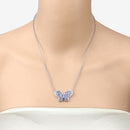 3.31 Carat Genuine Tanzanite and White Zircon .925 Sterling Silver Pendant
