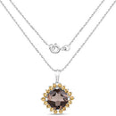 6.17 Carat Genuine Smoky Quartz and Citrine .925 Sterling Silver Pendant