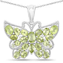 4.05 Carat Genuine Peridot .925 Sterling Silver Pendant