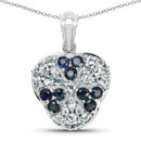 2.73 Carat Genuine Blue Sapphire and Aquamarine .925 Sterling Silver Pendant