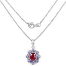 3.22 Carat Genuine Glass Filled Ruby & Tanzanite .925 Sterling Silver Pendant