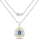 18K Yellow Gold Plated 4.44 Carat Genuine London Blue Topaz and Blue Topaz .925 Sterling Silver Pendant
