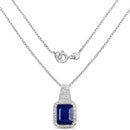 4.72 Carat Glass Filled Sapphire and White Topaz .925 Sterling Silver Pendant