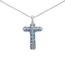 3.32 Carat Genuine Ethiopian Opal and Tanzanite .925 Sterling Silver Pendant