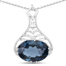 6.65 Carat Genuine London Blue Topaz .925 Sterling Silver Pendant