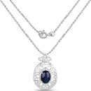 4.50 Carat Genuine Blue Sapphire .925 Sterling Silver Pendant