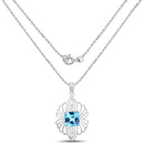 8.18 Carat Genuine Swiss Blue Topaz .925 Sterling Silver Pendant
