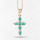 18K Yellow Gold Plated 0.84 Carat Genuine Emerald .925 Sterling Silver Pendant