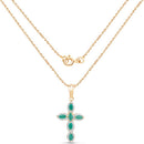 18K Yellow Gold Plated 0.84 Carat Genuine Emerald .925 Sterling Silver Pendant