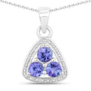 0.69 Carat Genuine Tanzanite .925 Sterling Silver Pendant