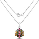 4.34 Carat Genuine Pink Tourmaline, Green Tourmaline & Brown Tourmaline .925 Sterling Silver Pendant