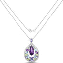 6.40 Carat Genuine Multi Stones .925 Sterling Silver Pendant