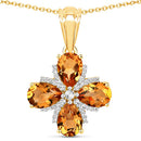 2.46 Carat Genuine Madeira Citrine and White Topaz .925 Sterling Silver Pendant