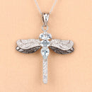 1.86 Carat Genuine Aquamarine and White Zircon .925 Sterling Silver Pendant