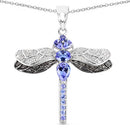 1.93 Carat Genuine Tanzanite and White Topaz .925 Sterling Silver Pendant