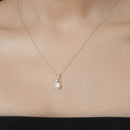 0.56 Carat Genuine Ethiopian Opal and White Diamond 14K Yellow Gold Pendant