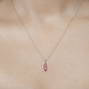 0.43 Carat Genuine Ruby and White Diamond 14K White Gold Pendant