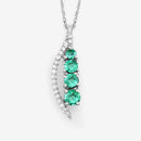 0.34 Carat Genuine Zambian Emerald and White Diamond 14K White Gold Pendant