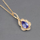 0.40 Carat Genuine Tanzanite and White Diamond 14K Yellow Gold Pendant