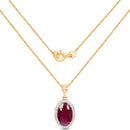 6.40 Carat Genuine Ruby and White Diamond 14K Yellow Gold Pendant