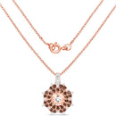 18K Rose Gold Plated 1.61 Carat Genuine Morganite, Smoky Quartz and White Zircon .925 Sterling Silver Pendant