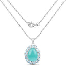 13.28 Carat Genuine Amazonite, Blue Topaz And White Topaz .925 Sterling Silver Pendant