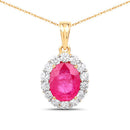 2.56 Carat Genuine Burma Ruby and White Diamond 18K Yellow Gold Pendant