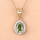 1.27 Carat Genuine Green Tourmaline and White Diamond 14K Yellow Gold Pendant