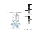 0.78 Carat Genuine Aquamarine and White Topaz .925 Sterling Silver Pendant