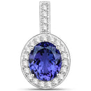 10.15 Carat Genuine Tanzanite and White Diamond 18K White Gold Pendant