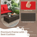 Patio Adjustable Wicker Daybed with 4-Level Backrest and Soft Cushions