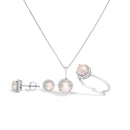 10K White Gold Purple Amethyst and 3/8 Cttw Diamond Halo Jewelry Set (Earrings, Pendant & Ring)