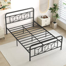 Platform Bed with High Headboard and Snap Lock Metal Slats