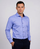 Lt Blue Long Sleeve Shirt with contract trimming // Dual cuffs// contemporary fit- Final Sale